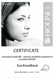 Certifikát masáž ABC Eva K.